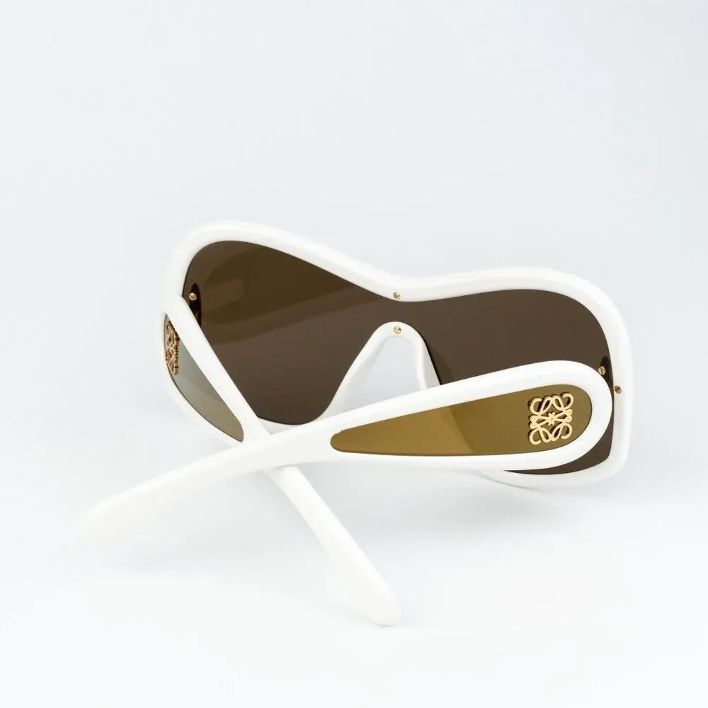Loewe FASHION Men Sunglasses White Gold Brown Mirror Shield LW40131I 25G